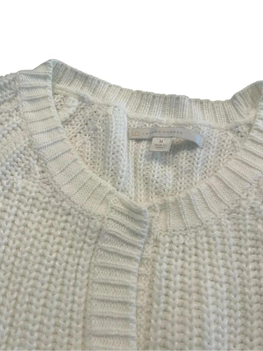 LCโLauren Conrad Cream Chunky Knit Crewneck Sweater
